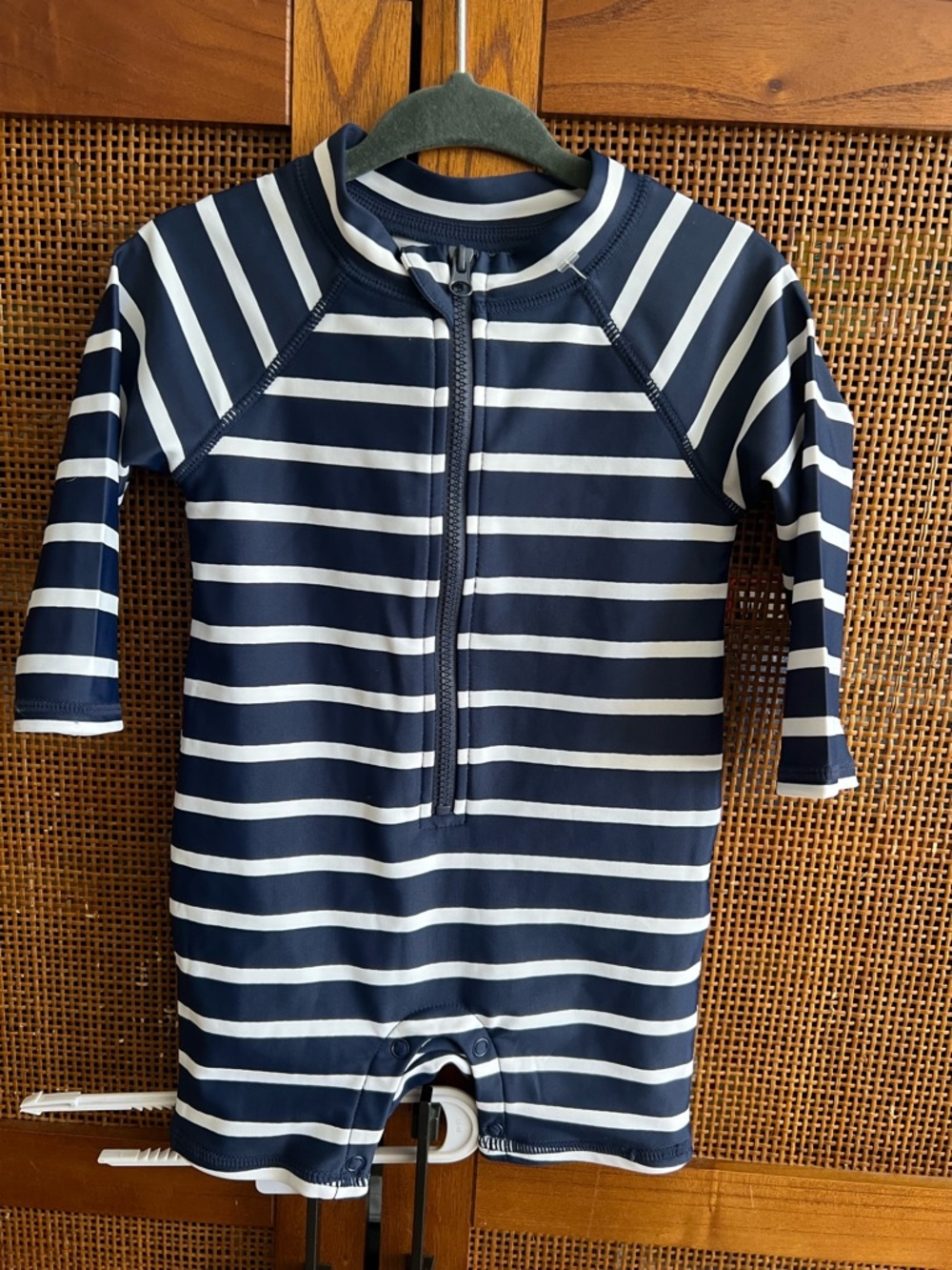 Janie and Janie Navy & White Striped Kids Long Sleeve Swim